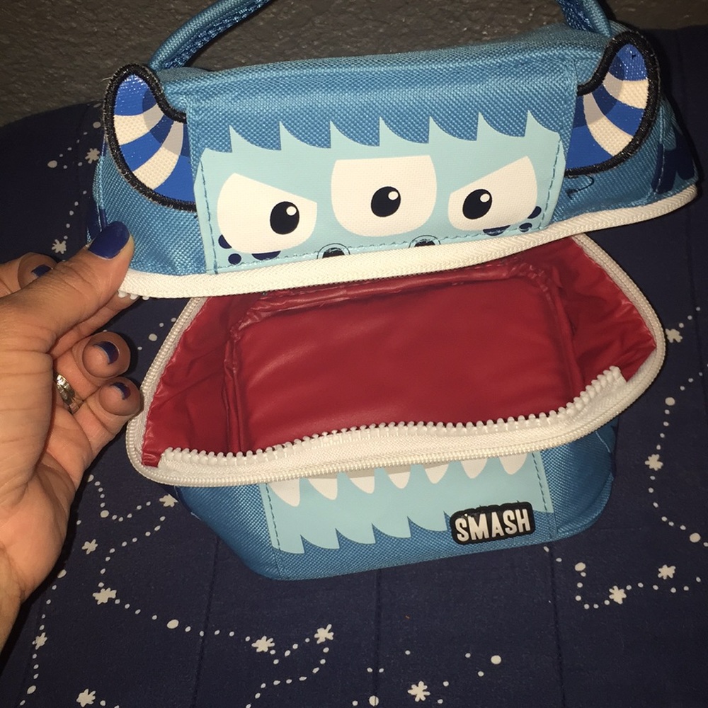 Blue monster lunch bag